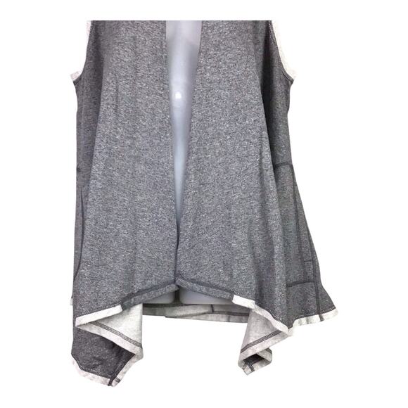 Ruby Rd Women’s Vest M Gray Open Front Asymmetrical Hem Pockets Trim - Picture 2 of 16